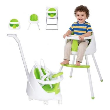 Imagem de Cadeirão Alimentação 4 Em 1 Evolutivo Vira Booster Carrinho E Mesinha Infantil Assento Acolchoado Com Volante 18kg