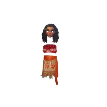 Imagem de Fantasia Roupa Infantil Moana Com Máscara E.v.a. 3d - Bililika, Laranj