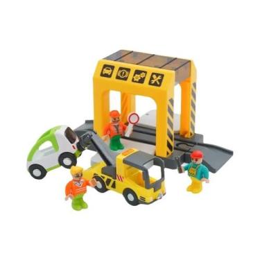 Imagem de Conjunto De Brinquedos De Trem De Madeira Com Simulação De Cena De Lav