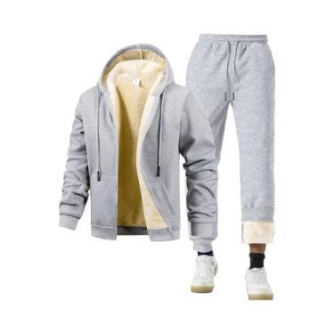 Imagem de Conjunto De Moletom Masculino De Inverno Grosso E Quente Com Capuz E C