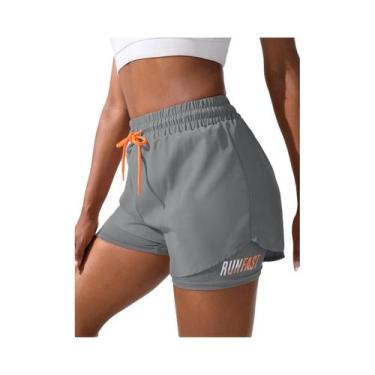 Imagem de Shorts Femininos De Yoga E Corrida Com Cintura Alta, Elásticos E Efeit