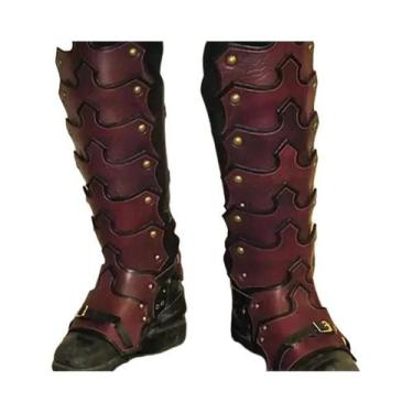 Imagem de Armadura De Perna Masculina Medieval Em Couro PU, Caneleiras Góticas, 