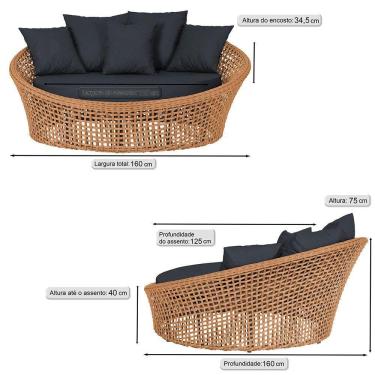 Imagem de Chaise Hungria Pintura Preta Corda Náutica E12 Trama Terra Cota