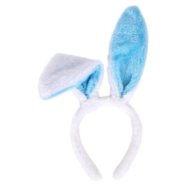 Imagem de Tiara Arco Orelha de Coelho Pelúcia Páscoa Fantasia Carnaval Cor:Azul 