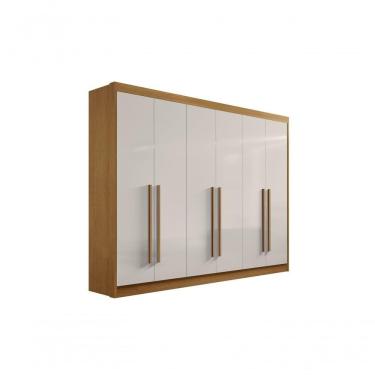 Imagem de Guarda Roupa Casal 6 Portas 7 Gavetas Sem Pés Athos - D' Doro Cinamomo/off White