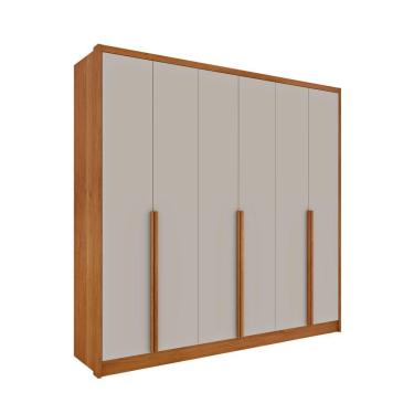 Imagem de Guarda Roupa Casal 6 Portas 6 Gavetas 100% Mdf Fortuna S- Espelho S- Pés - Tcil Cinamomo-off White