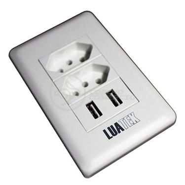Imagem de Tomada De Parede 2 Entrada Fonte 2 Usb 5v 10a Bivolt