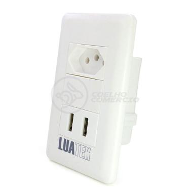 Imagem de Tomada De Parede 1 Entrada Fonte 2 Usb 5v 10a Bivolt