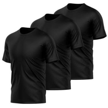 Imagem de Kit 3 Camisetas Masculina Dry Manga Curta Proteção UV Slim Fit Básica Academia Treino Fitness-Masculino