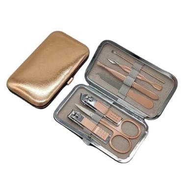 Imagem de Conjunto de cortadores de unhas dourado champanhe de aço inoxidável conjunto de ferramentas de alicates diagonais positivos para pedicure