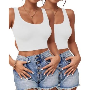 Imagem de Camisetas regatas AURUZA com decote em U sem mangas para mulheres, 2 u