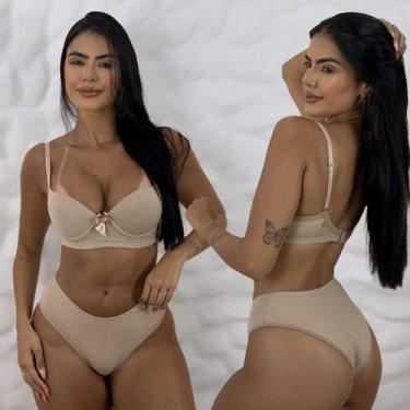 Imagem de Kit 3 Conjuntos Lingerie Calcinha Liso Tanga Confortável Dia a Dia Ata