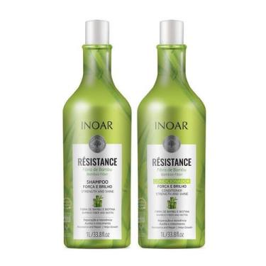 Imagem de Kit Inoar Fibra Bambu Shampoo + Condicionador Reparador 2x1000ml