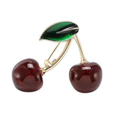 Imagem de Broches De Cereja Com Strass Unissex Para Mulheres, Pins De Frutas Em 