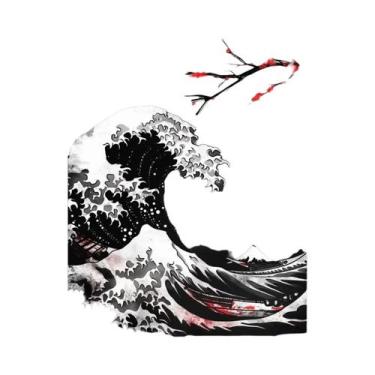 Imagem de Pintura Em Tela De Guerreiro Samurai Da Lua Vermelha Com Paisagem Japo