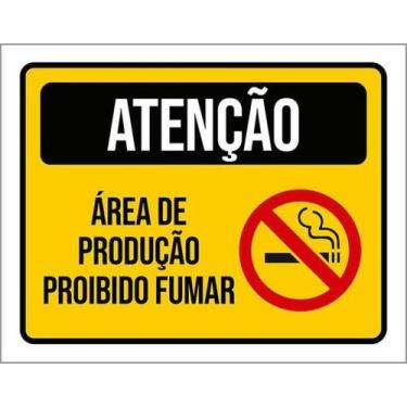 Imagem de Kit 5 Placas De Sinalização - Atenção Área Produção Não Fume - Sinaliz