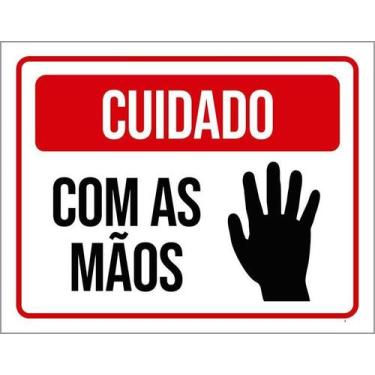 Imagem de Kit 5 Placa Acm Cuidado Com As Mãos 18X23 - Sinalizo