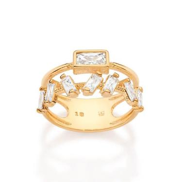 Imagem de Anel Aro Duplo Zircônia Banhado a Ouro Rommanel 513627 Tamanho:14Cor:B