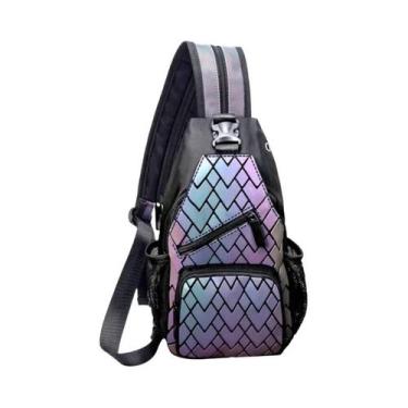 Imagem de Mochila Transversal Feminina Geométrica Luminosa Holográfica Reflexiva