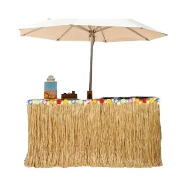 Imagem de Saia De Mesa Tropical Havaiana Vibrante, Fácil De Pendurar, Reutilizáv