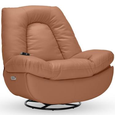 Imagem de Poltrona Reclinável Elétrica Com Massagem E Aquecimento Salvana L07 Couríssimo Caramelo - Lyam Decor