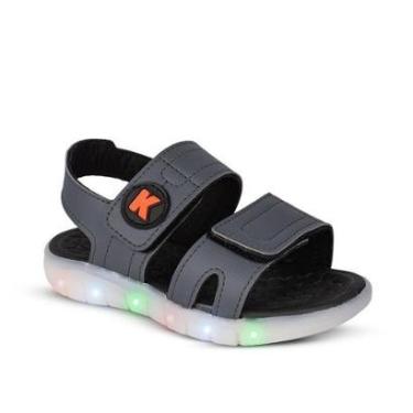 Imagem de Sandália Infantil Menino Kidy Wave Light com LED Grafite Preto Pisca Pisca-Masculino