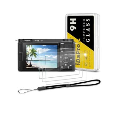 Imagem de Protetor de tela para Sony Alpha ZV-E10 ZVE10 e cordão de mão [pacote com 3 + 1], vidro temperado iDaPro