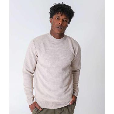 Imagem de Suéter Masculino Tricô Textura Marisa Bege-65128 - MR, Bege, G