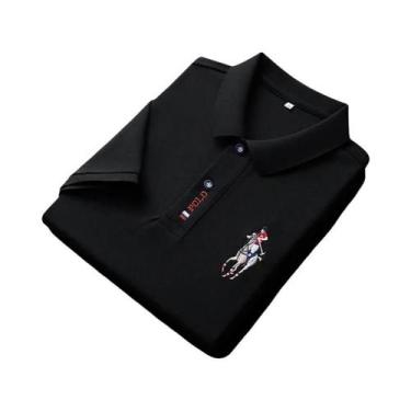 Imagem de Camisa polo masculina bordada casual moda manga curta verão top confor