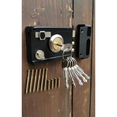 Imagem de Fechadura Segurança Portão Manual 6 Chaves Tetra Preta - Congratulatio