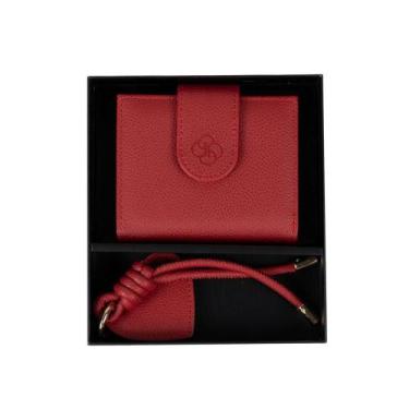 Imagem de Kit Carteira + Chaveiro Feminino Vermelho - Bagaggio, U, Vermelho