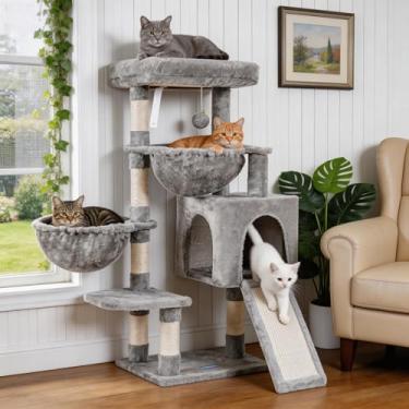 Imagem de Árvore para gatos Hey-brother MPJ006SW, torre para gatos domésticos, casa com cama gran...