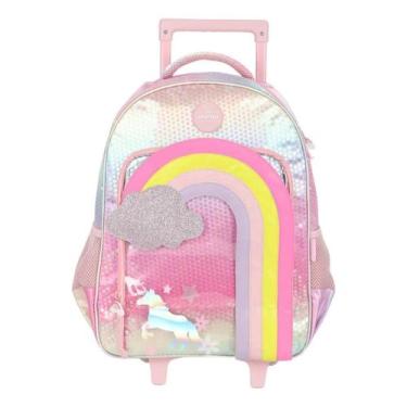 Imagem de Mochila escolar c/rodinhas up4you arco-íris rosa, M, Rosa