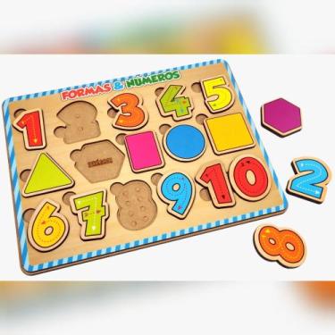 Imagem de Brinquedo educativo em MDF Formas e números - Maninho Brinquedos 