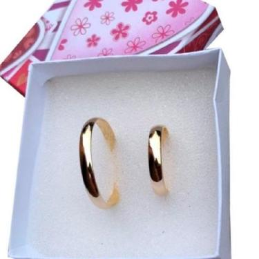 Imagem de Aliança de Noivado Casamento 3mm Ouro 18k Folheada Lisa Semi-Joia Banh