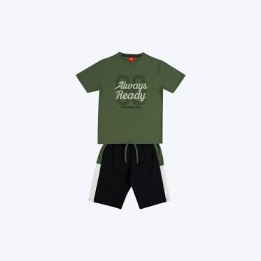 Imagem de Conjunto Camiseta Manga Curta Lettering E Bermuda Moletom Infantil Men