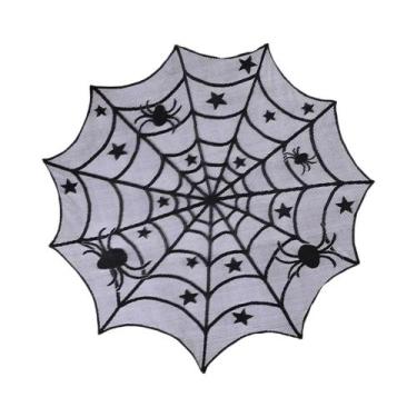 Imagem de Caminho De Mesa De Renda Teia De Aranha Preta Halloween 2024 Para Deco