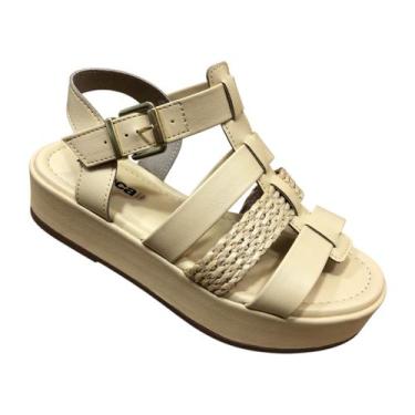 Imagem de Sandalia Feminina Moleca Papete Plataforma Anabela Fisherman, Amarelo 