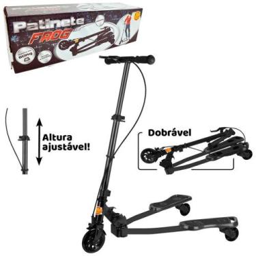 Imagem de Patinete frog new de metal dobravel com 3 rodas preto 88x79x40cm - Dm 