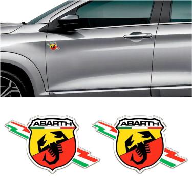 Imagem de Kit Adesivo Decorativo Abarth Vinil Branco Resinado 3D para Personalização Automotiva 2 Unidades Teu Adesivo