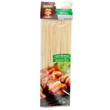 Imagem de Espeto Bambu Gina Para Churrasco 25cm 10x50 - 10 pacotes c/ 50 unidade