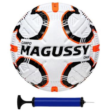 Imagem de Bola de Futebol Campo Magussy Onix + Bomba de Ar, Laranja, Preto