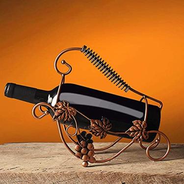 Imagem de Pkfinrd Adegas de vinho decoração de ferro suporte de uva fashion artesanato decoração de armário de vinho (cor : latão)