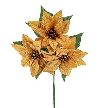 Imagem de Tuut Enfeite de Natal Bouquet Bico de Papagaio Dourado 35cm – Visual Festivo e Glamour Instantâneo