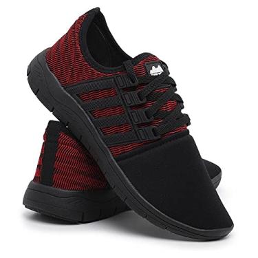 Imagem de Tênis Masculino Nylon Cadarço Textura Confortável Dia a Dia Vermelho 36