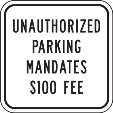 Imagem de Accuform Signs FRA208RA Placa de estacionamento refletiva de alumínio para deficientes (Dakota do Norte), legenda "UNAUTHORIZED PARKING OBRIGATES $ 100 FEE", 30,5 cm de comprimento x 30,5 cm de