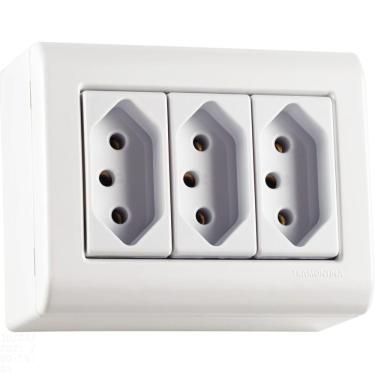 Imagem de Caixa de Sobrepor com 3 Tomadas 2P+T 10 A 250 V Tramontina LizFlex Branca Tramontina