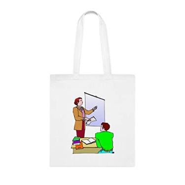 Imagem de Bolsa tote para professores, bolsa para professores, presente para professores, presente para professores, bolsa de ombro para professores, bolsas reutilizáveis para professores, ideia de de Natal, Branco
