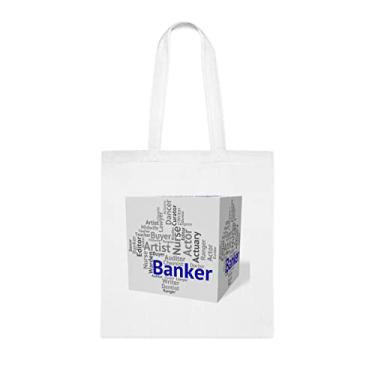 Imagem de Bolsa de banqueiro, trabalho de banqueiro indica carreira financeira e bolsa de ocupação, presente de banqueiro, bolsa de ombro de banqueiro, sacos reutilizáveis de banqueiro, ideia de de Natal, Branco