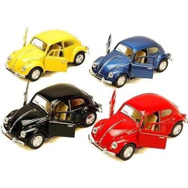 Imagem de Conjunto de 4: Besouro Volkswagen clássico 1967 de 12,7 cm escala 1:32 (preto/azul/vermelho/amarelo) da Kinsmart
